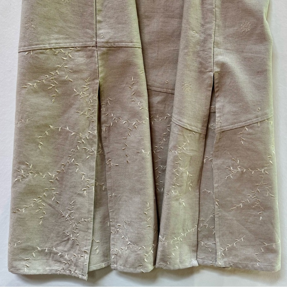 Linen Blend Sleeveless Embroidered Eyelet Maxi Dress (S) - Picture 13 of 16